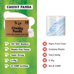 Cheeky Panda Professional 3-Ply Bamboo Toilet Tissue Rolls Quilted 160 Sheet (Pack of 36) LQTOILT36