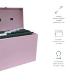Cathedral File Box with 5 Suspension Files A4 Pastel Pink FPA4PP