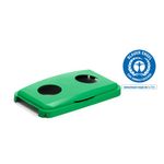 Durable 60L Hinged Bin Lid Green Two Holes For Cans/Bottles Durabin 1800501020