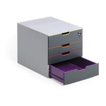 Durable VARICOLOR SAFE 4 Drawer Lockable GDPR Colour Coded Desktop Storage A4+ 760627
