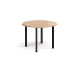 Circular black radial leg meeting table 1000mm - beech