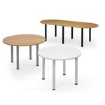 Circular black radial leg meeting table 1000mm - Kendal Oak