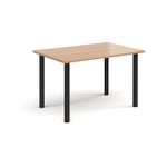 Rectangular black radial leg meeting table 1200mm x 800mm - beech