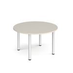 Circular silver radial leg meeting table 1200mm - Light Grey