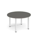 Circular silver radial leg meeting table 1200mm - Onyx Grey