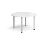 Circular silver radial leg meeting table 1200mm - white