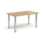 Rectangular chrome radial leg meeting table 1400mm x 800mm - oak