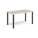 Rectangular black radial leg meeting table 1400mm x 800mm - Light Grey