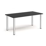 Rectangular chrome radial leg meeting table 1600mm x 800mm - Black