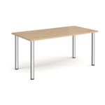Rectangular chrome radial leg meeting table 1600mm x 800mm - Kendal oak