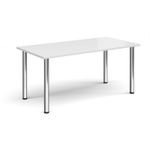 Rectangular chrome radial leg meeting table 1600mm x 800mm - white