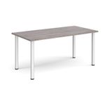 Rectangular silver radial leg meeting table 1600mm x 800mm - grey oak