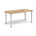Rectangular white radial leg meeting table 1600mm x 800mm - oak