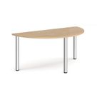 Semi circular chrome radial leg meeting table 1600mm x 800mm - Kendal oak