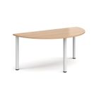 Semi circular white radial leg meeting table 1600mm x 800mm - beech