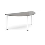 Semi circular white radial leg meeting table 1600mm x 800mm - onyx grey
