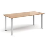 Rectangular white radial leg meeting table 1800mm x 800mm - beech