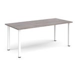 Rectangular white radial leg meeting table 1800mm x 800mm - grey oak