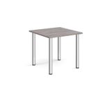 Square chrome radial leg meeting table 800mm x 800mm - grey oak