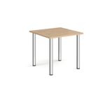 Square chrome radial leg meeting table 800mm x 800mm - Kendal oak