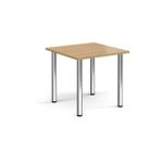 Square chrome radial leg meeting table 800mm x 800mm - oak