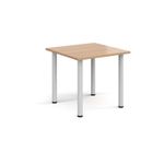 Rectangular white radial leg meeting table 800mm x 800mm - beech