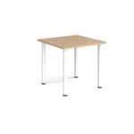 Rectangular white radial leg meeting table 800mm x 800mm - Kendal oak