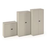 Steel contract cupboard with 3 shelves 1806mm high - goose grey