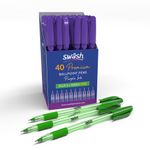 Swash Triangular Ballpoint Pens Rubber-Grip Purple (Pack of 40) + 3 Free Green BBT40PUR