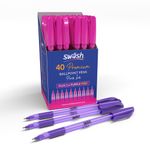 Swash Triangular Ballpoint Pens with Rubber Grip 40 Pink + 3 Purple (Pack of 43) BBT40PK