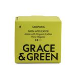Grace and Green Organic Cotton Non Applicator Tampons Regular (Pack of 18) GG0TR001