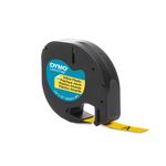 Dymo 91202 LetraTag Plastic Tape 12mm x 4m Yellow S0721620