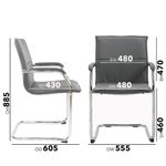 Essen stackable meeting room cantilever chair - grey bonded leather
