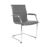 Essen stackable meeting room cantilever chair - grey bonded leather