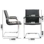 Essen stackable meeting room cantilever chair - black bonded leather