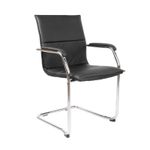 Essen stackable meeting room cantilever chair - black bonded leather