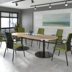 Eternal circular boardroom table 1000mm - black base, oak top