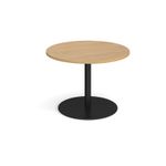 Eternal circular boardroom table 1000mm - black base, oak top