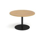 Eternal circular boardroom table 1200mm - black base, oak top