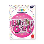 Eurowrap Birthday Girl Jumbo Badge with 3D Tip-On Pack of 6 20880-NBGC