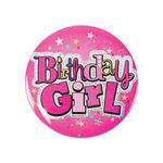 Eurowrap Birthday Girl Jumbo Badge with 3D Tip-On Pack of 6 20880-NBGC