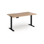 Elev8 Contract 1400w Straight Sit-stand Desk 1400mm x 800mm - Black Frame, Beech Top