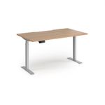 Elev8 Contract 1400w Straight Sit-stand Desk 1400mm x 800mm - Silver Frame, Beech Top