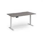 Elev8 Contract 1400w Straight Sit-stand Desk 1400mm x 800mm - White Frame, Grey Oak Top