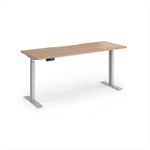 Elev8 Contract 1600w Straight Sit-stand Desk 1600mm x 600mm - Silver Frame, Beech Top