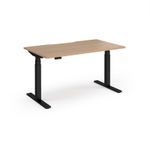 Elev8 Luxe Straight Sit-Stand Desk 1400mm x 800mm - Black Frame / Beech Top