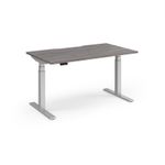 Elev8 Luxe Straight Sit-Stand Desk 1400mm x 800mm - Silver Frame / Grey Oak Top