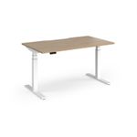 Elev8 Luxe Straight Sit-Stand Desk 1400mm x 800mm - White Frame / Kendal Oak Top
