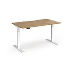 Elev8 Luxe Straight Sit-Stand Desk 1400mm x 800mm - White Frame / Oak Top