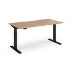 Elev8 Luxe Straight Sit-Stand Desk 1600mm x 800mm - Black Frame / Beech Top